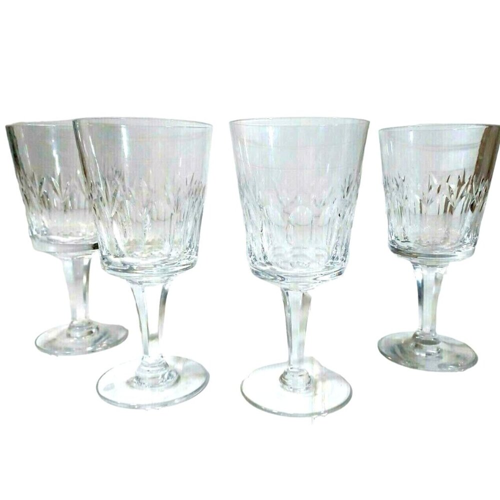 Royal Doulton Ashmont 6.25" Lead Crystal Wine Goblets Set Of 4 Signed Elegant De